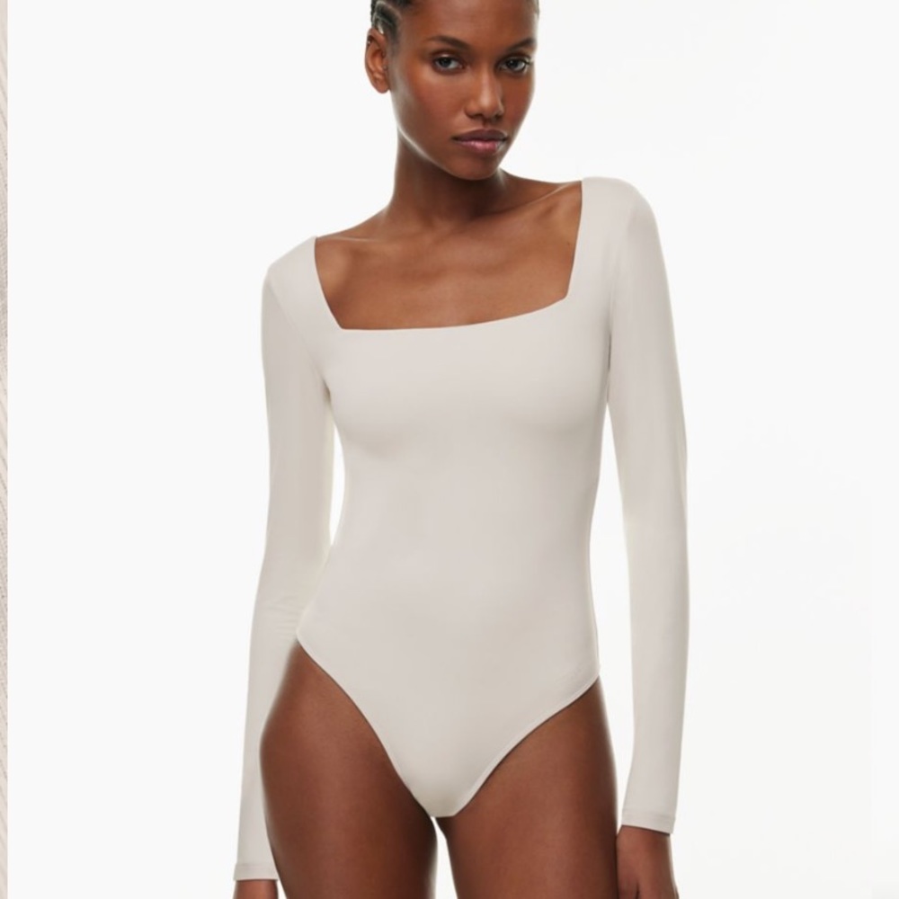 Aritzia Long-Sleeve Square Neck Bodysuit in Cream